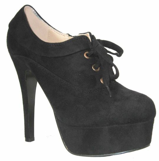 Tronchetti Francesine Stringate Plateau e Tacchi alti Camoscio Nero (1) Tronchetti Francesine Stringate Plateau e Tacchi alti Camoscio Nero