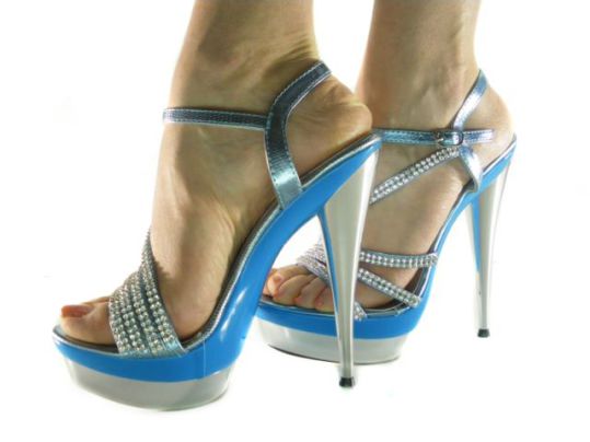 Sandali Donna con Strass e Plateau Gioiello Blu e Argento Sandali Donna con Strass e Plateau Gioiello Blu e Argento