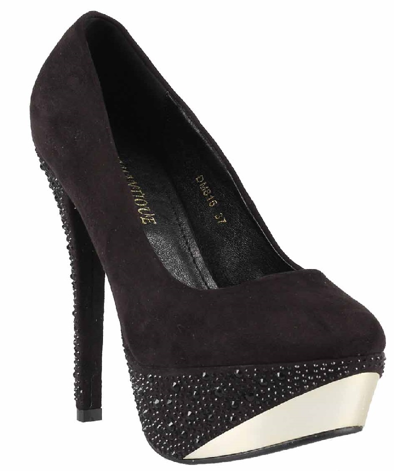 scarpe nere brillantinate con tacco