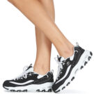 Skechers D'LITES Schwarze Low-Sneaker f&uuml;r Damen - Gr&ouml;&szlig;e 8