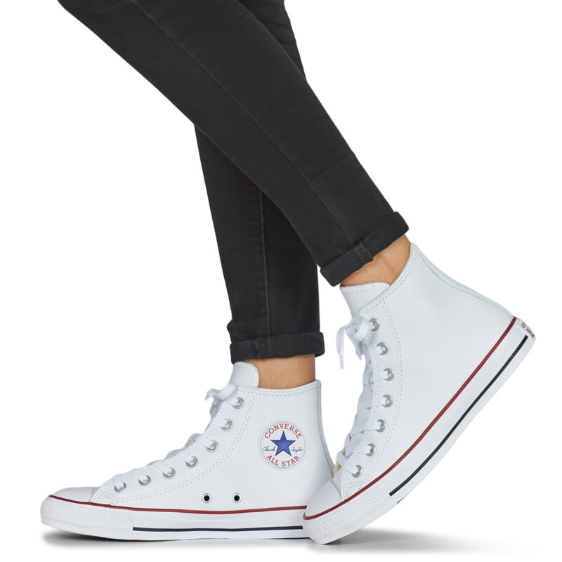 Converse Chuck Taylor All Star CORE LEATHER HI Bianco Sneakers alte Donna - 8