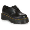 Dr. Martens 1461 QUAD BLACK POLISHED SMOOTH Nero Derby Donna