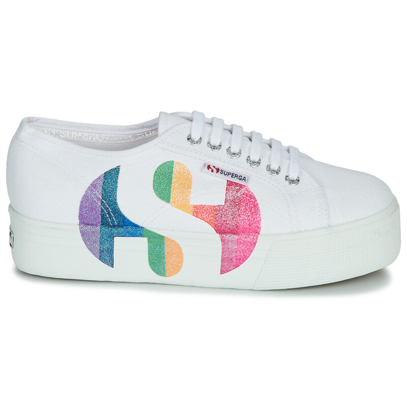 Superga 2790-COTWPRINTEDLOGOGLITTER Wei&szlig;e Low-Top-Sneaker f&uuml;r Damen - Gr&ouml;&szlig;e 2