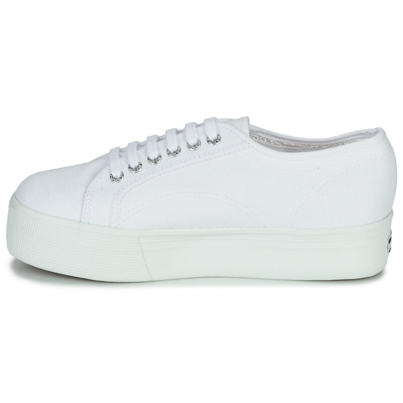 Superga 2790-COTWPRINTEDLOGOGLITTER Wei&szlig;e Low-Top-Sneaker f&uuml;r Damen - Gr&ouml;&szlig;e 4