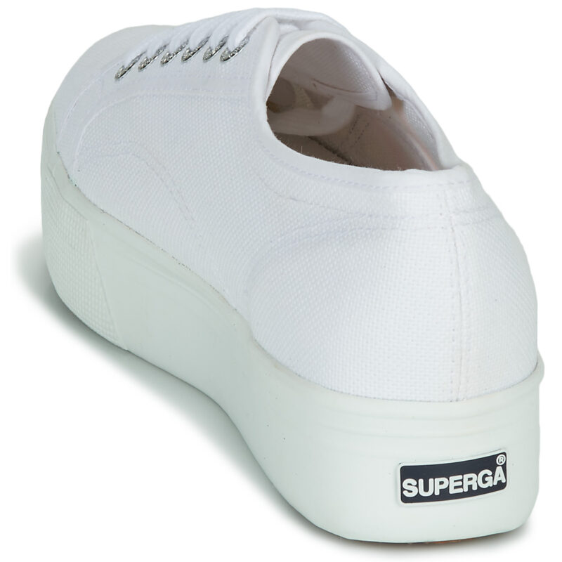 Superga 2790-COTWPRINTEDLOGOGLITTER Wei&szlig;e Low-Top-Sneaker f&uuml;r Damen - Gr&ouml;&szlig;e 5