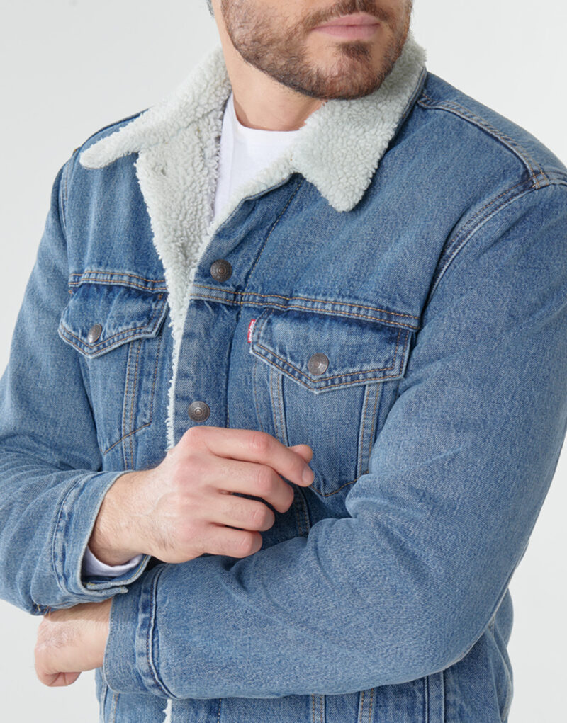 Giacca in jeans Levis TYPE 3 SHERPA TRUCKER Blu Giacche in jeans Uomo - 5