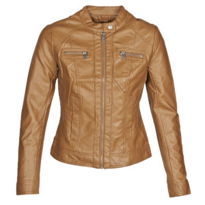 Giacca in pelle  Only  ONLBANDIT  Marrone -   Giacche in pelle Donna