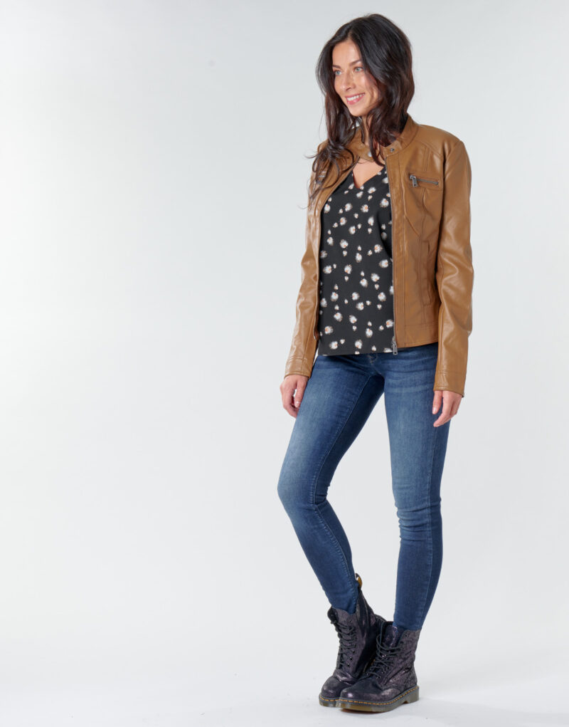Leather jacketelle Only ONLBANDIT Brown Leather jacketselle Donna - 3