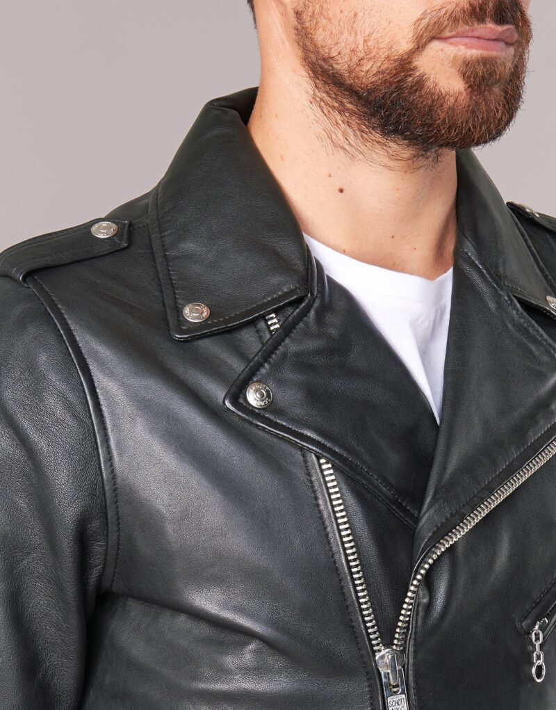Giacca in pelle Schott LEVOQ Nero Giacche in pelle Uomo - 6