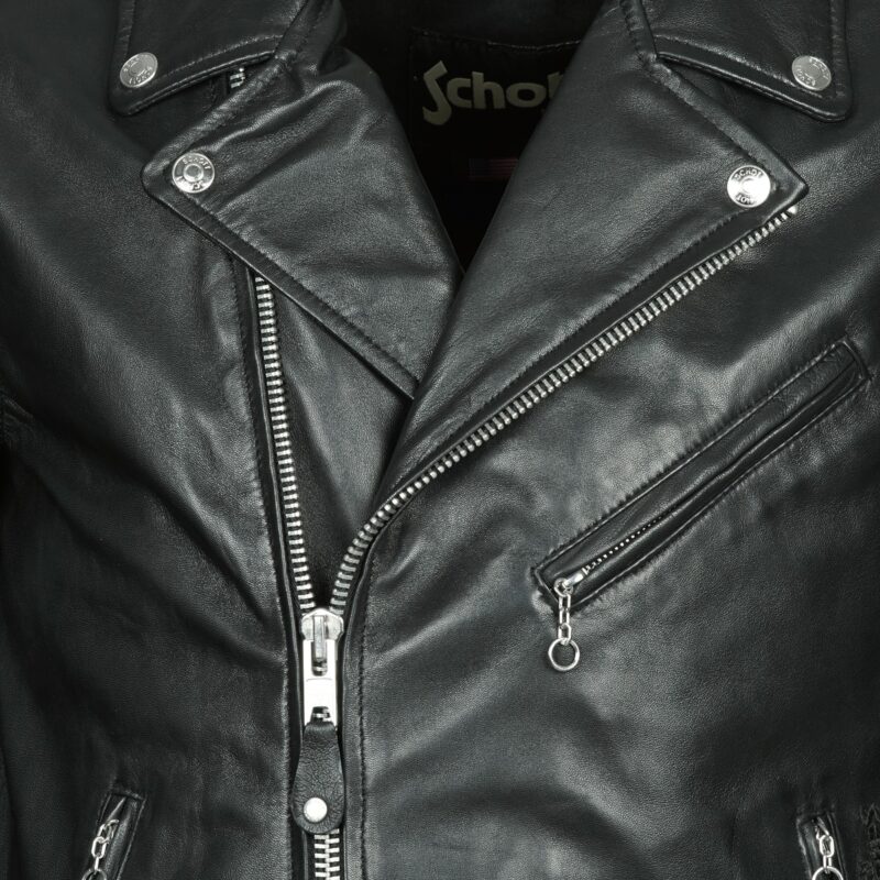 Giacca in pelle Schott LEVOQ Nero Giacche in pelle Uomo - 7