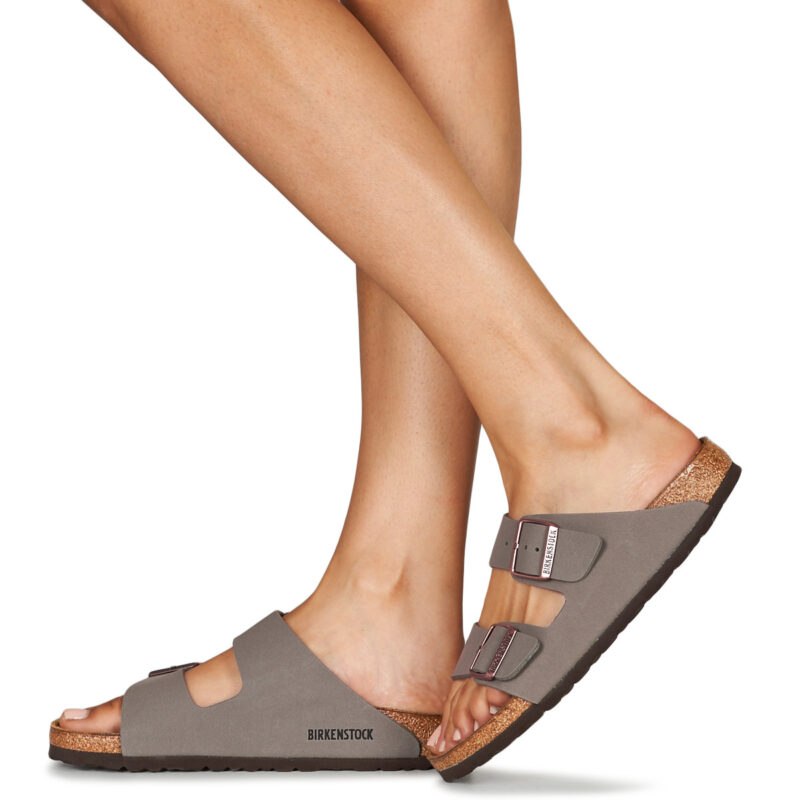 Chausson homme BIRKENSTOCK Arizona Birko-flor / Nubuck / Pierre / Gris &eacute;troit - Pointure 8