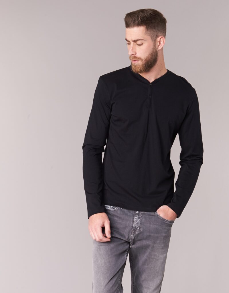 T-shirts &agrave; manches longues noirs BOTD ETUNAMA pour hommes - 2