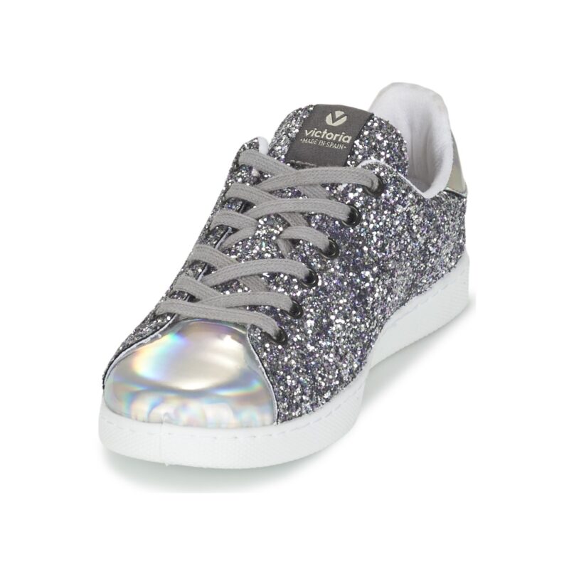 Baskets basses argent&eacute;es Victoria DEPORTIVO BASKET GLITTER pour femme - Taille 3