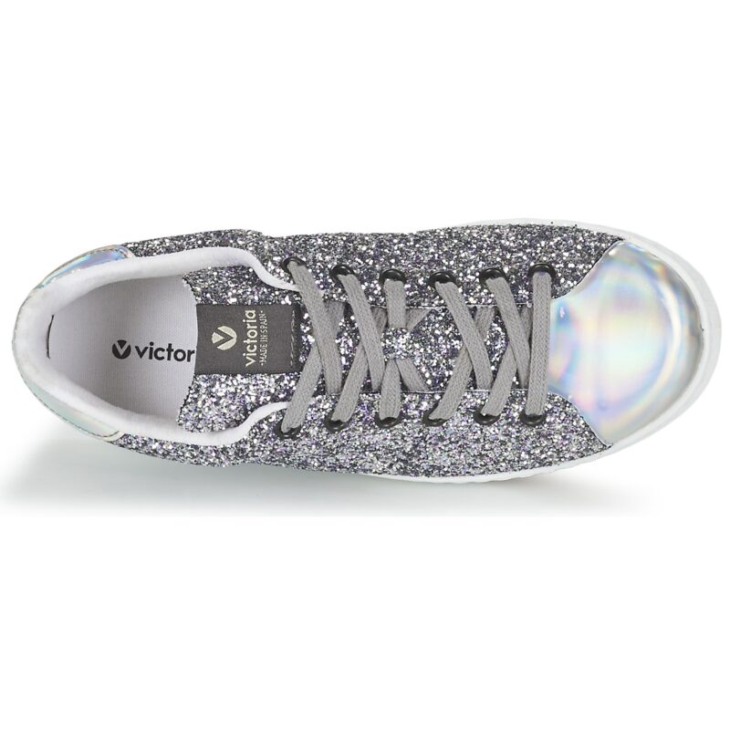 Baskets basses argent&eacute;es Victoria DEPORTIVO BASKET GLITTER pour femme - Taille 6