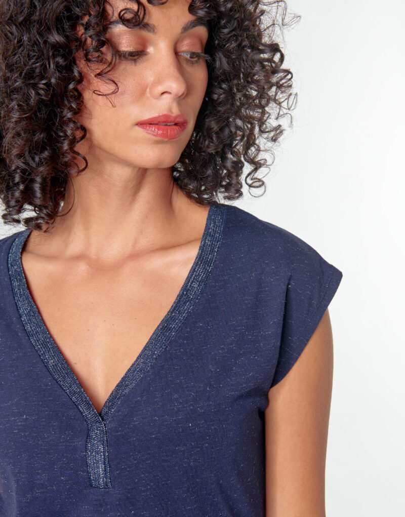 T-shirt Morgan DMAYA Blue Short Sleeve T-Shirt Women - 5