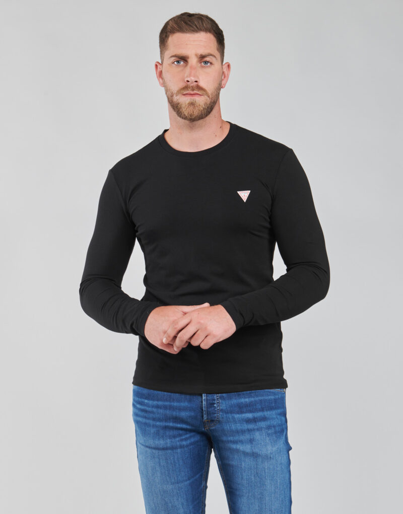 T-shirts a maniche lunghe Guess CN LS CORE TEE Nero T-shirts a maniche lunghe Uomo - 2