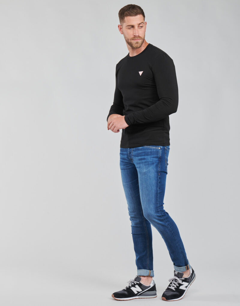 T-shirts a maniche lunghe Guess CN LS CORE TEE Nero T-shirts a maniche lunghe Uomo - 3