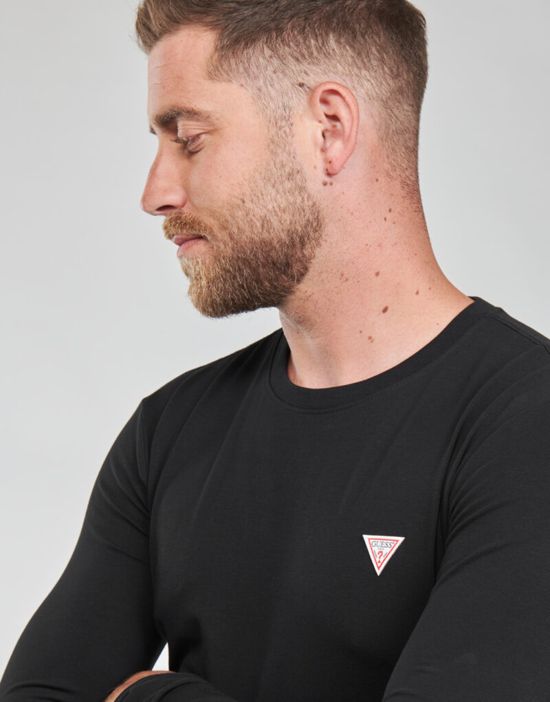 T-shirts a maniche lunghe Guess CN LS CORE TEE Nero T-shirts a maniche lunghe Uomo - 5