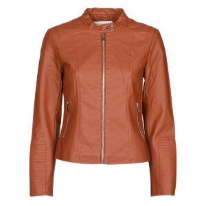 Giacca in pelle  Vila  VIBLUE  Arancio -   Giacche in pelle Donna