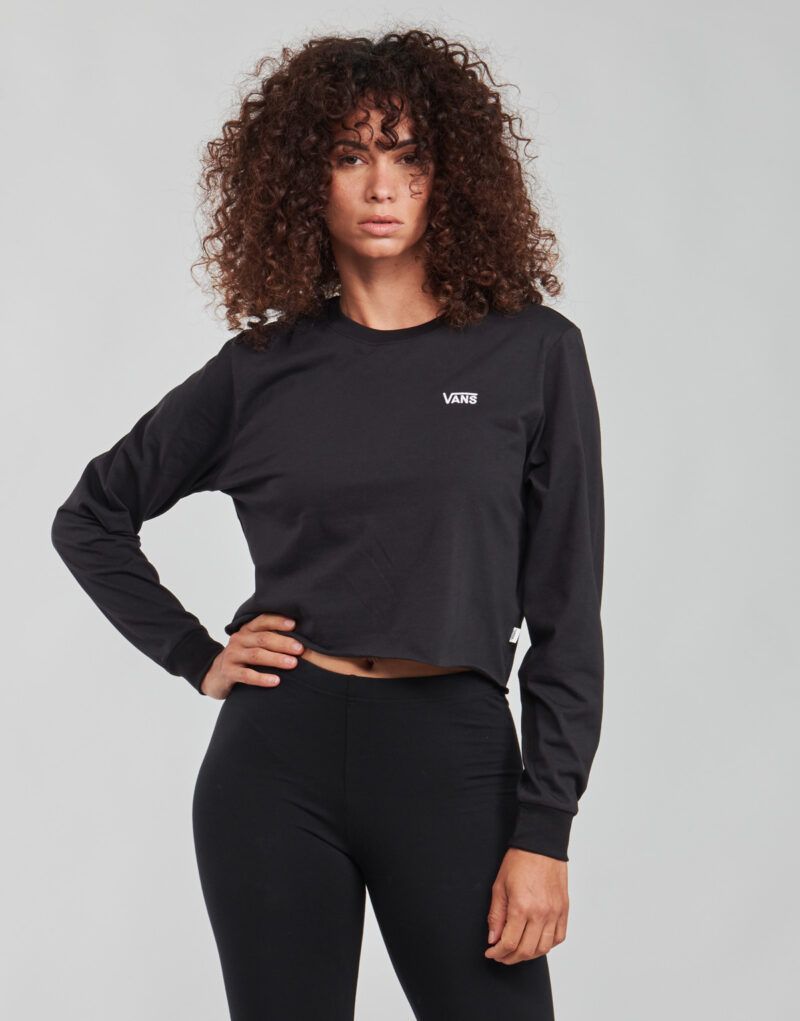 T-shirts a maniche lunghe Vans JUNIOR V LS CROP Nero T-shirts a maniche lunghe Donna - 2