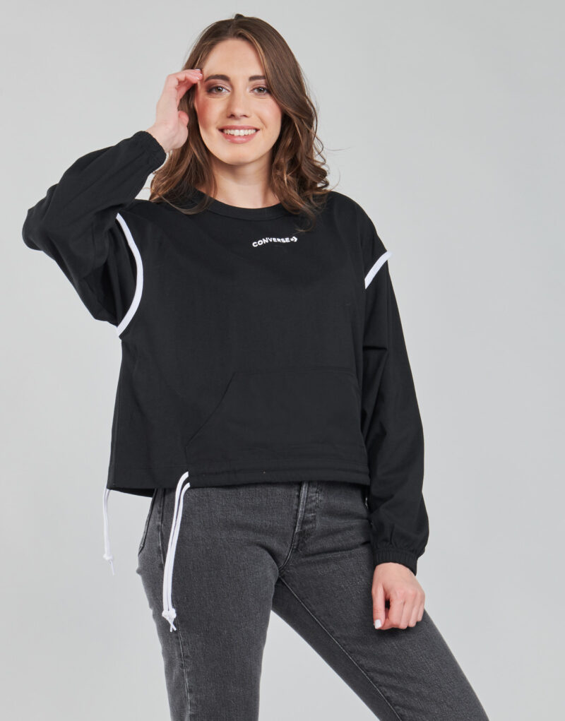 Felpe Converse LONG SLEEVE JERSEY CREW Nero Felpe Donna - 2