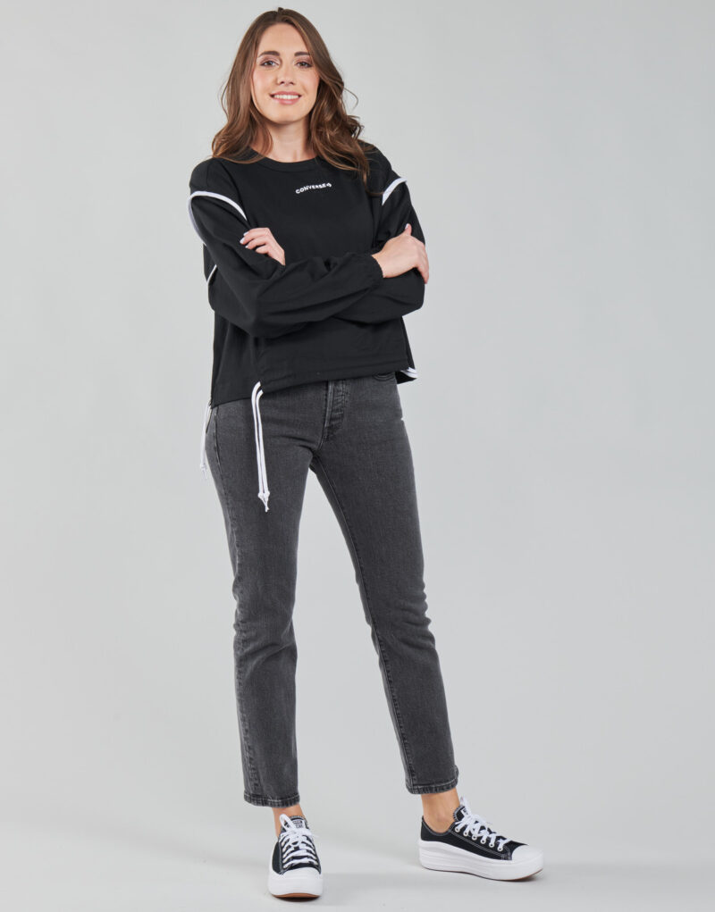 Felpe Converse LONG SLEEVE JERSEY CREW Nero Felpe Donna - 3