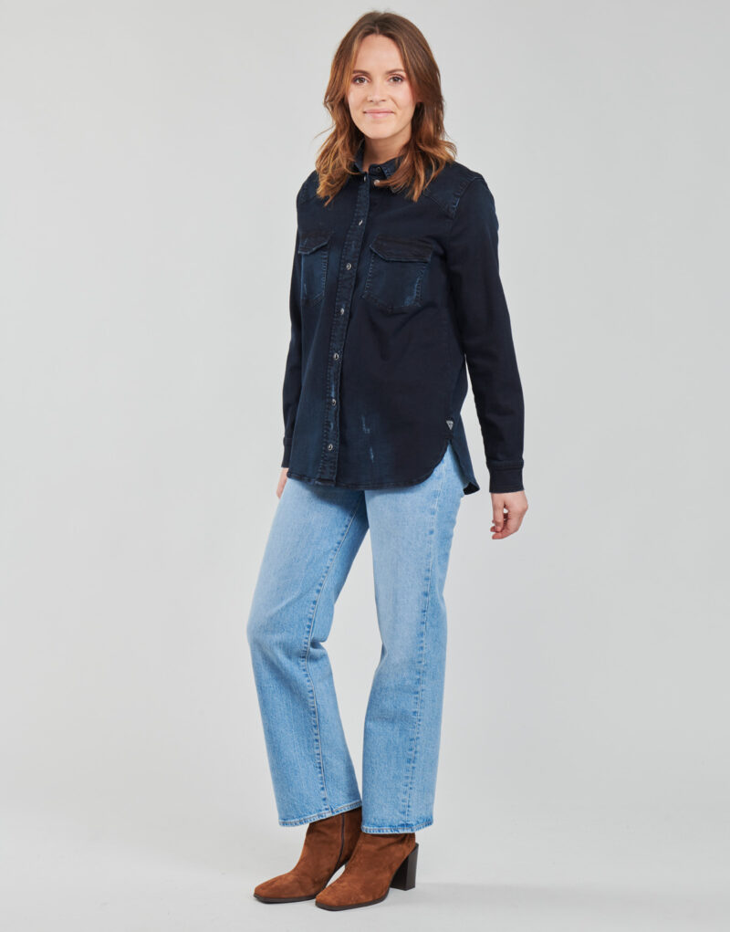 Hemd Guess Sexy Western Langarmshirt, blau, Damenhemden - 3