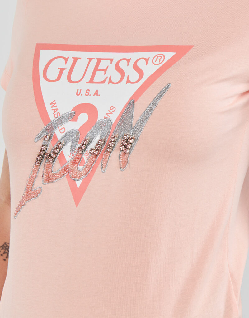 T-Shirt Guess SS CN ICON TEE Rosa T-shirt maniche corte Donna - 5