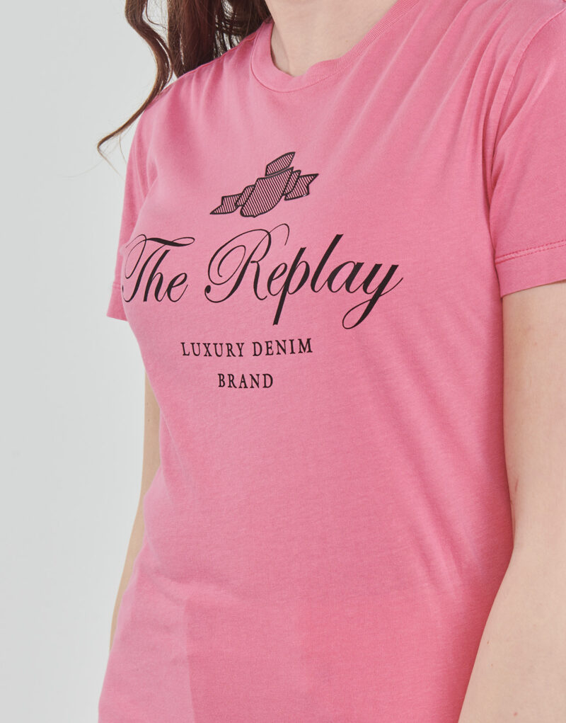 Replay W3572A Rosa T-Shirt Damen Kurzarm-T-Shirt - 5