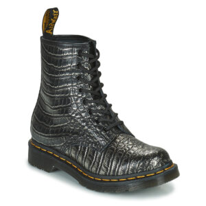 Dr. Martens  1460 Gunmetal Wild Croc Emboss  Nero -  Stivaletti Donna