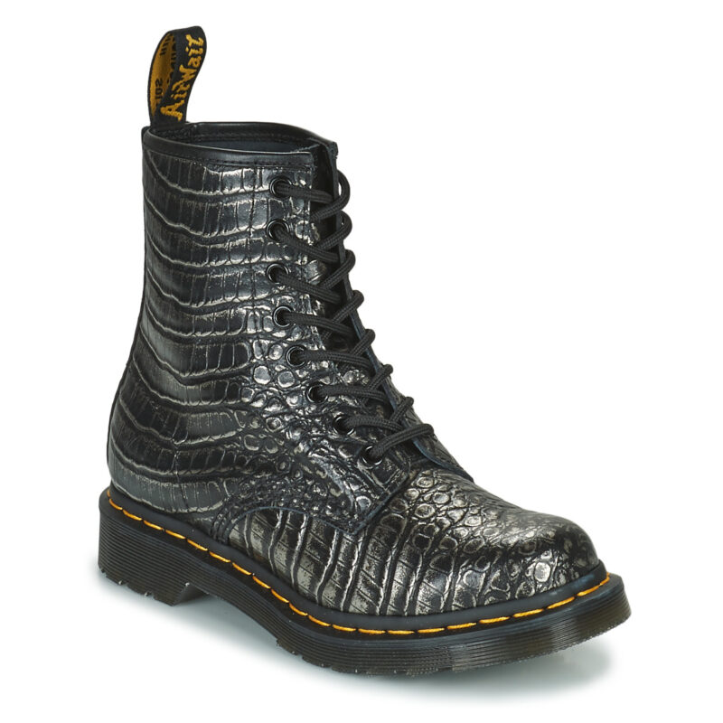 Dr. Martens  1460 Gunmetal Wild Croc Emboss  Nero -  Stivaletti Donna - 1