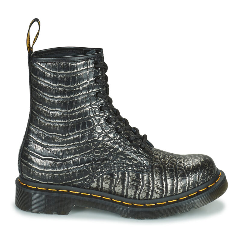 Dr. Martens  1460 Gunmetal Wild Croc Emboss  Nero -  Stivaletti Donna - 2