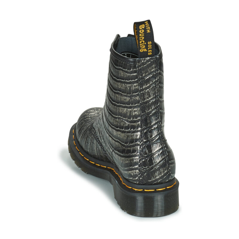 Dr. Martens  1460 Gunmetal Wild Croc Emboss  Nero -  Stivaletti Donna - 5