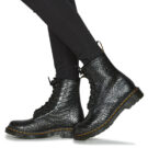 Dr. Martens  1460 Gunmetal Wild Croc Emboss  Nero -  Stivaletti Donna - 8