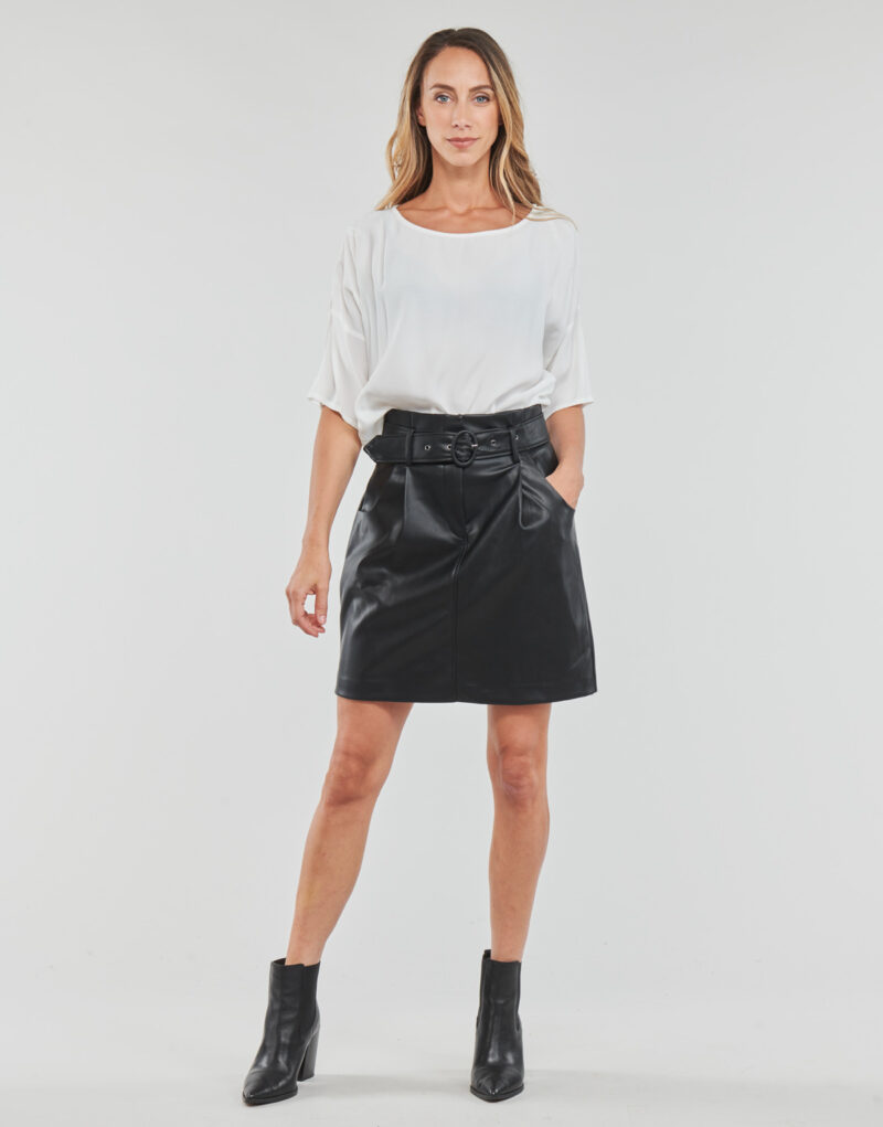 Jupe courte enduite Vila VICHOOSY HW noire pour femme - 2