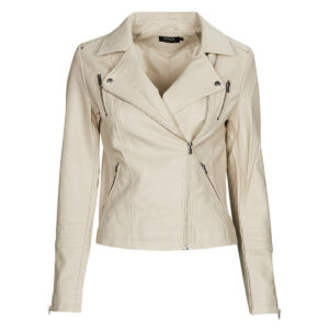 Giacca in pelle  Only  ONLGEMMA FAUX LEATHER BIKER OTW NOOS  Beige -   Giacche in pelle Donna