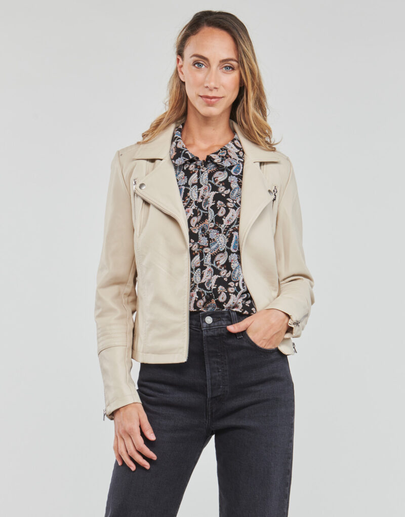 Giacca in pelle Only ONLGEMMA FAUX LEATHER BIKER OTW NOOS Beige Giacche in pelle Donna - 2
