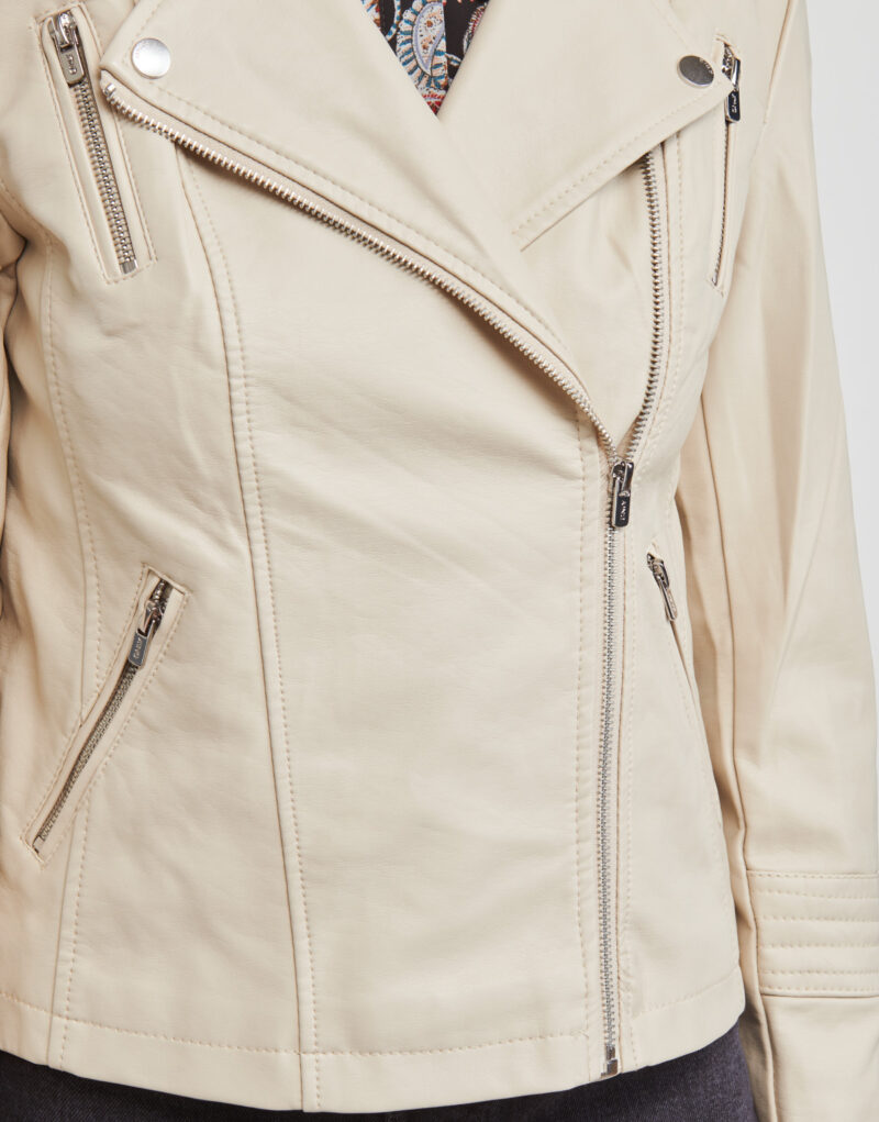 Giacca in pelle Only ONLGEMMA FAUX LEATHER BIKER OTW NOOS Beige Giacche in pelle Donna - 5