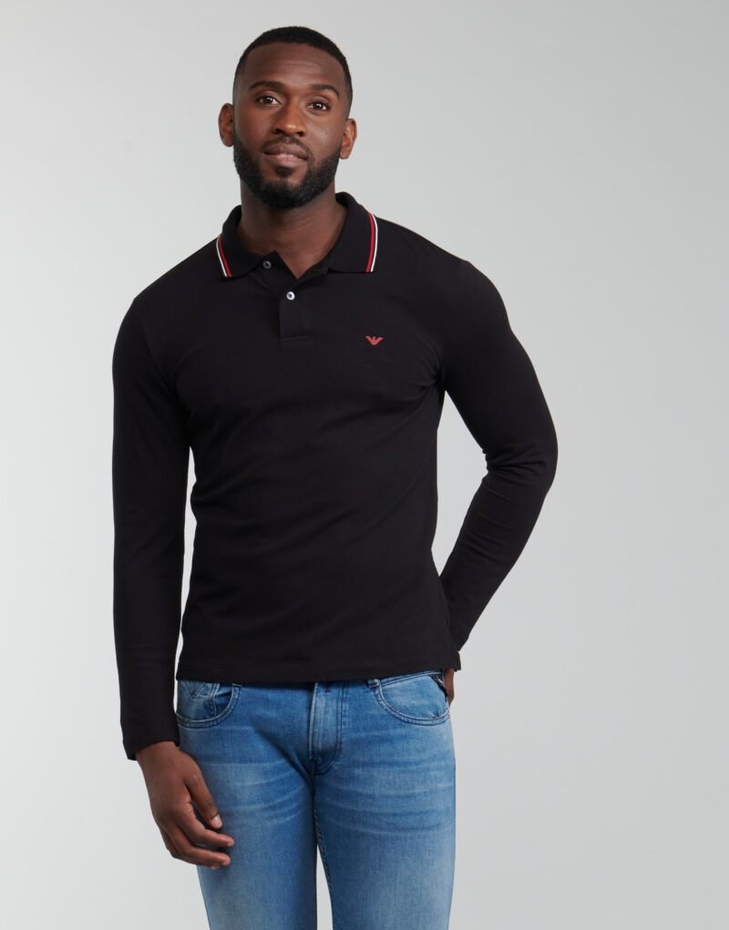 Polo &agrave; manches longues Emporio Armani Polo noir &agrave; manches longues pour homme 8N1FB5 - 2