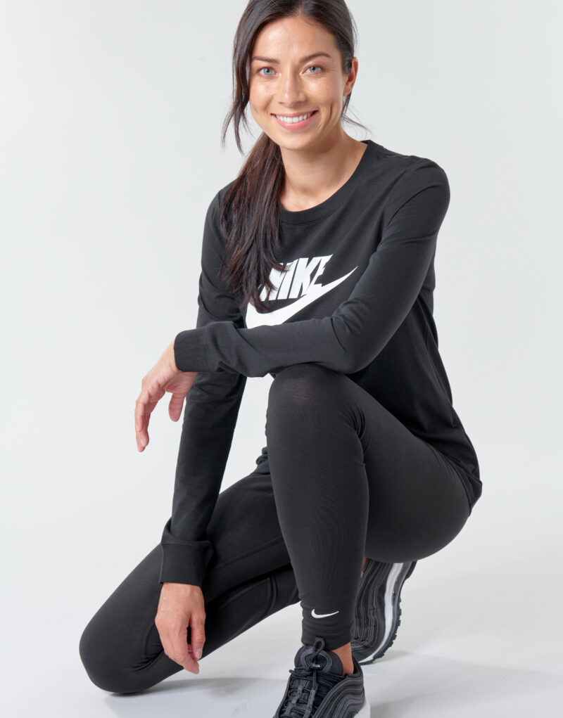Camisetas de manga larga Nike W NSW TEE ESSNTL LS ICON FTR negras para mujer - 5
