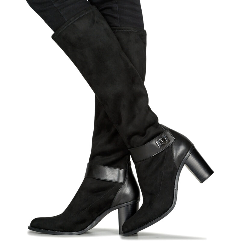 Otess / Zoï  12520-LICRA-ANIL-NOIR  Nero -  Stivali con tacco  Donna - 8