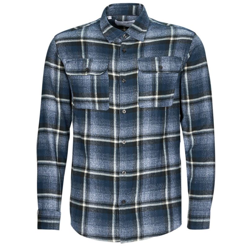 Camicia a maniche lunghe Selected SLHREGSCOT CHECK SHIRT Blu Camicie a maniche lunghe Uomo - 1