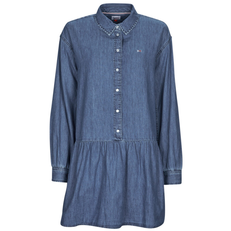 Tommy Jeans TJW CHAMBRAY SHIRT DRESS Blue Short Dresses Women - 1