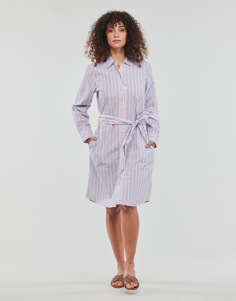 Abito corto Tommy Hilfiger ORG CO GBL STP KNEE SHIRT DRESS Bianco Abiti corti Donna - 2