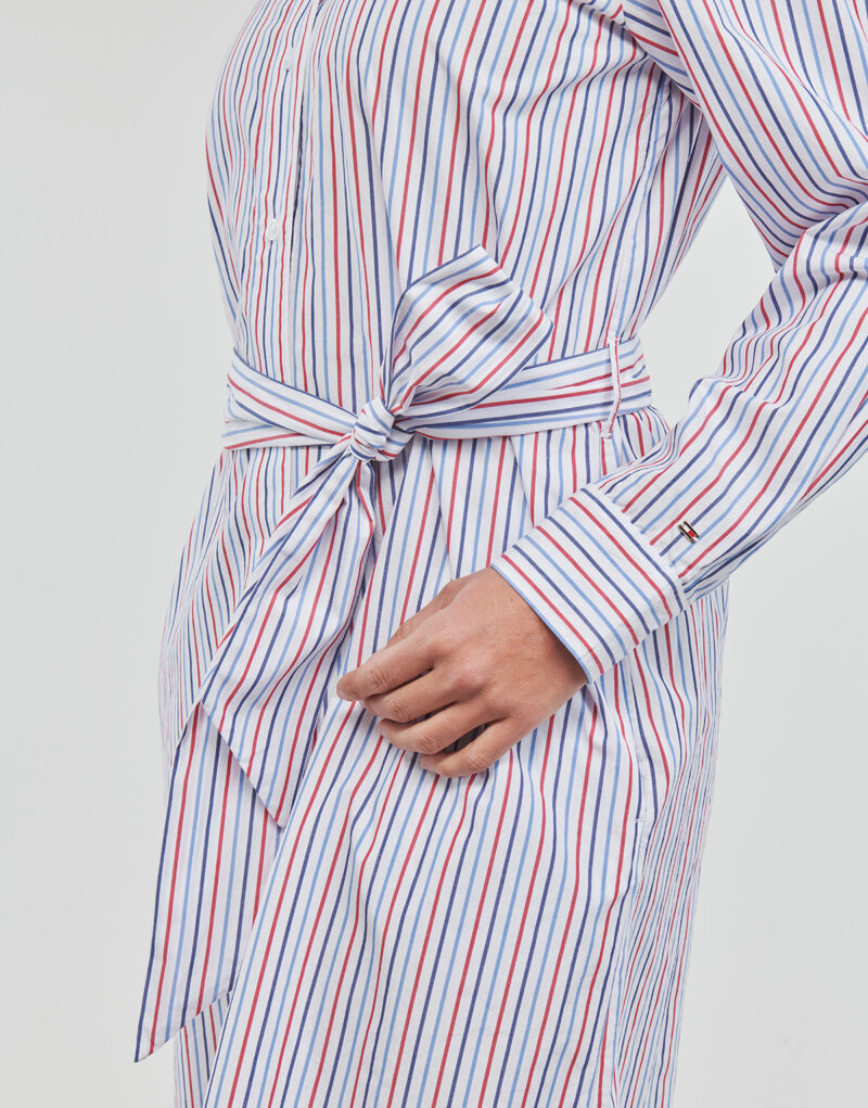 Abito corto Tommy Hilfiger ORG CO GBL STP KNEE SHIRT DRESS Bianco Abiti corti Donna - 5
