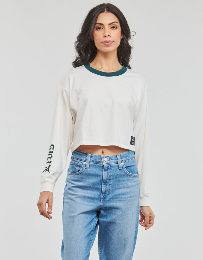 Langarm-T-Shirts Levis GRAPHIC LS CROP REESE Bianco T-shirts a maniche lunghe Donna - 2