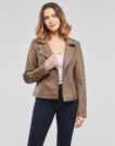 Leather jacketelle Only ONLGEMMA FAUX LEATHER BIKER Brown Jackets in pelle Donna - 2