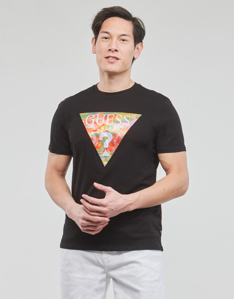 T-shirt Guess SS BSC ABSTRACT TRI LOGO TEE Nero T-shirt maniche corte Uomo - 2