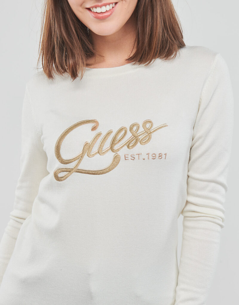 Felpe Guess LS EDIE RN TONAL LOGO SWTR Bianco Felpe Donna - 5