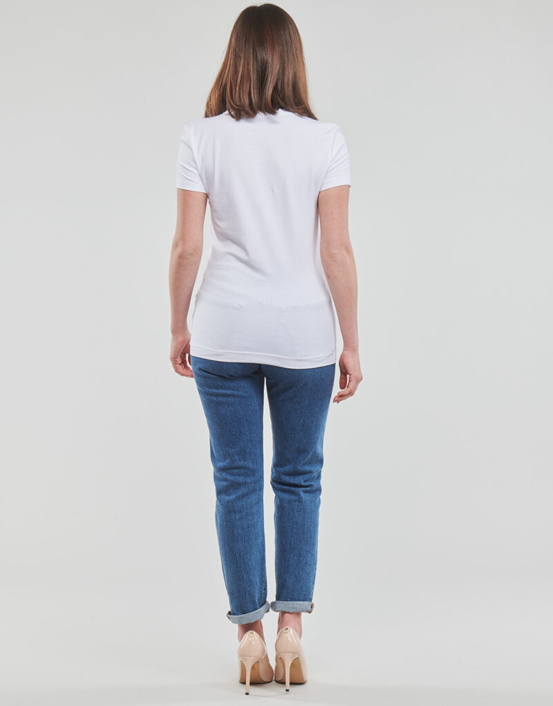 T-Shirt Guess SS CN TRIANGLE FLOWERS TEE Bianco T-shirt maniche corte Donna - 4